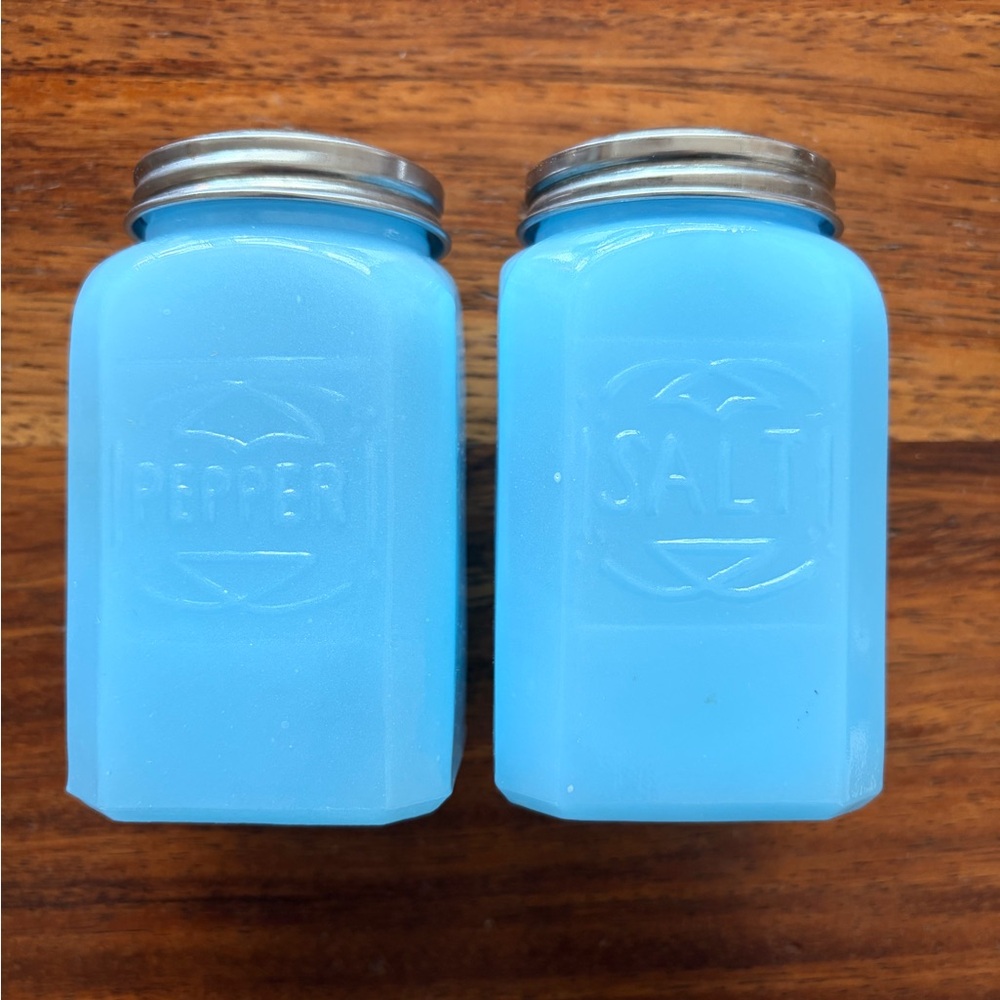Vintage Blue Salt and Pepper Shakers
